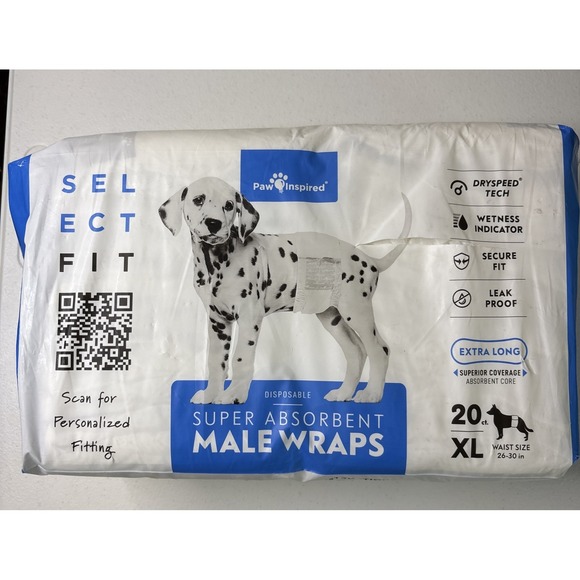Paw Insired Select Fit‎ XL Super Absorbent Male Wraps 20ct Superior Coverage - Picture 1 of 6
